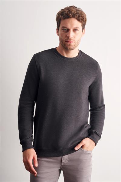 Antrasit Uzun Kol Bisiklet Yaka Düz Pamuklu Comfort Fit Sweatshirt 1013255150