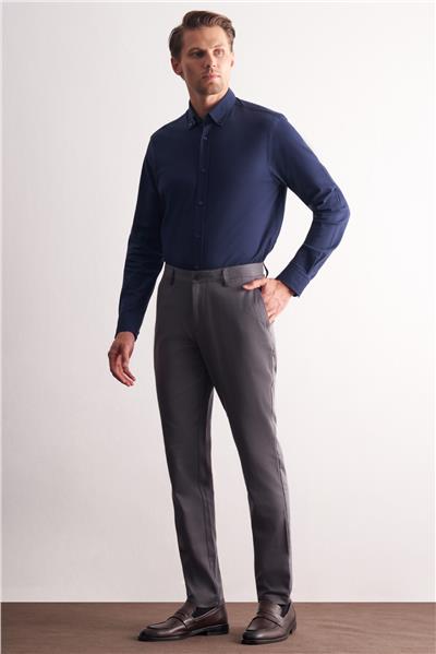 Antrasit Yan Cep Düz Paça Pamuklu Comfort Fit Chino Casual Pantolon 1003255166