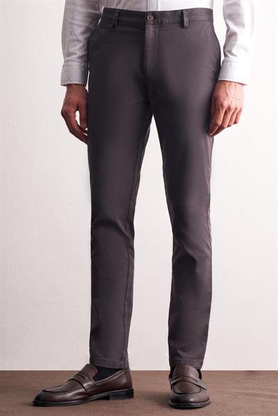 Antrasit Yan Cep Düz Paça Pamuklu Slim Fit Chino Casual Pantolon 1003255165