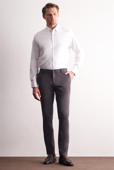Antrasit Yan Cep Düz Paça Pamuklu Slim Fit Chino Casual Pantolon 1003255165