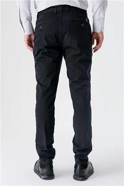 Siyah Pamuklu Yandan Cepli Casual Slim Fit Chino Pantolon 1003235117