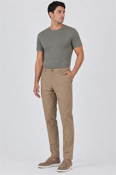 Vizon Armürlü Yan Cep Düz Paça Slim Fit Pamuklu Casual Chino Pantolon 1003250120