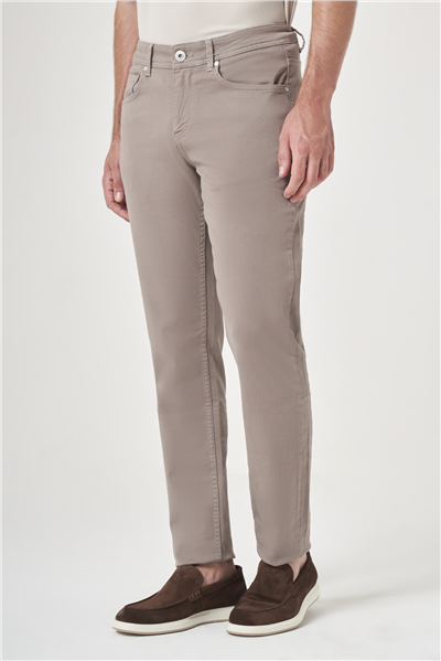 Bej 5 Cep Gabardin Slim Fit Pamuklu Denim Jean Kot Pantolon 1003260317