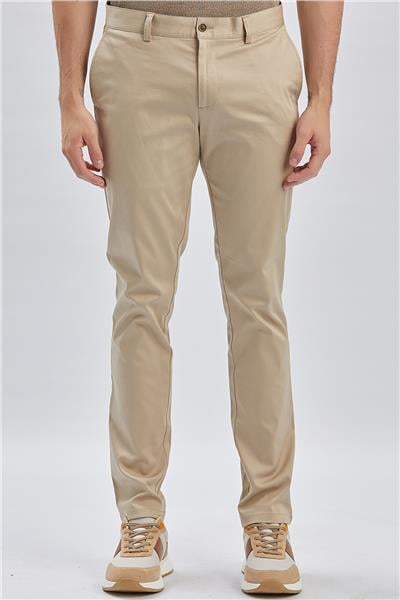 Bej Pamuklu Yandan Cepli Casual Slim Fit Chino Pantolon 1003240161