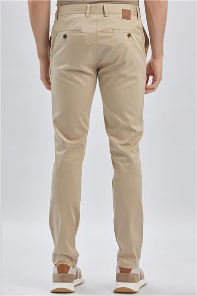Bej Pamuklu Yandan Cepli Casual Slim Fit Chino Pantolon 1003240161