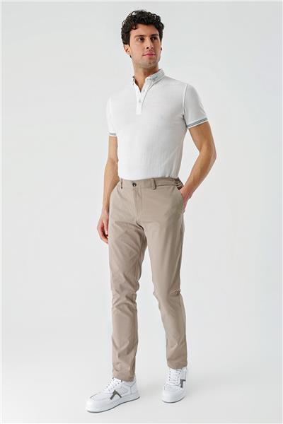 Bej Pamuklu Yandan Cepli Casual Slim Fit Jogger Pantolon 1003240206