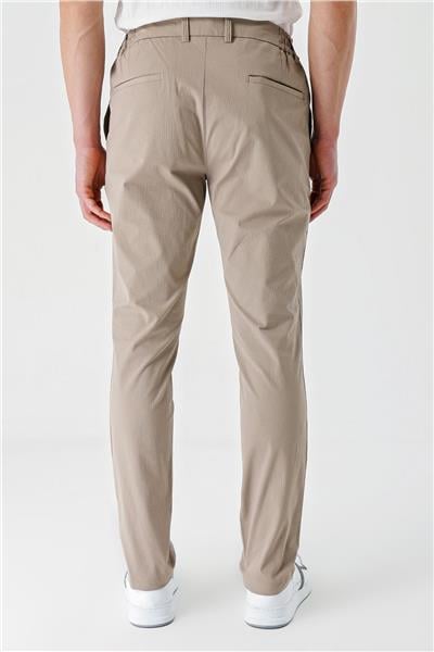 Bej Pamuklu Yandan Cepli Casual Slim Fit Jogger Pantolon 1003240206