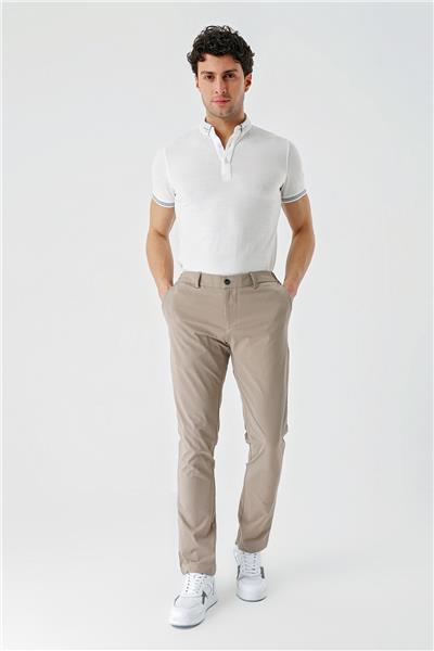 Bej Pamuklu Yandan Cepli Casual Slim Fit Jogger Pantolon 1003240206