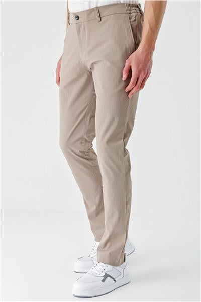 Bej Pamuklu Yandan Cepli Casual Slim Fit Jogger Pantolon 1003240206