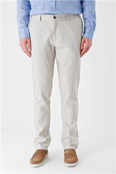 Bej Keten Lastikli Yandan Cepli Casual Comfort Fit Jogger Pantolon 1003240159