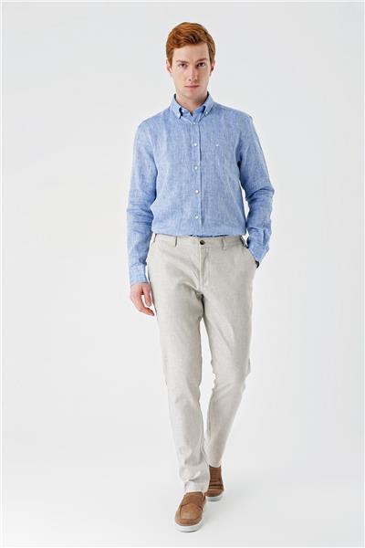 Bej Keten Lastikli Yandan Cepli Casual Comfort Fit Jogger Pantolon 1003240159