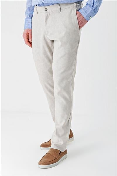 Bej Keten Lastikli Yandan Cepli Casual Comfort Fit Jogger Pantolon 1003240159