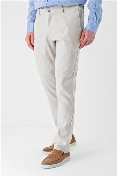 Bej Keten Lastikli Yandan Cepli Casual Comfort Fit Jogger Pantolon 1003240159