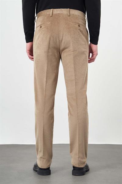 Bej Pamuklu Yandan Cepli Comfort Fit Kadife Pantolon 1003245160