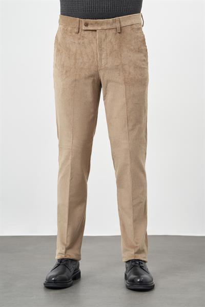 Bej Pamuklu Yandan Cepli Comfort Fit Kadife Pantolon 1003245160