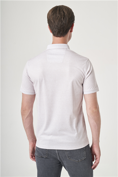 Bej-Kahverengi Polo Yaka Kısa Kol Cepsiz Slim Fit Pamuklu Tişört 1011260159