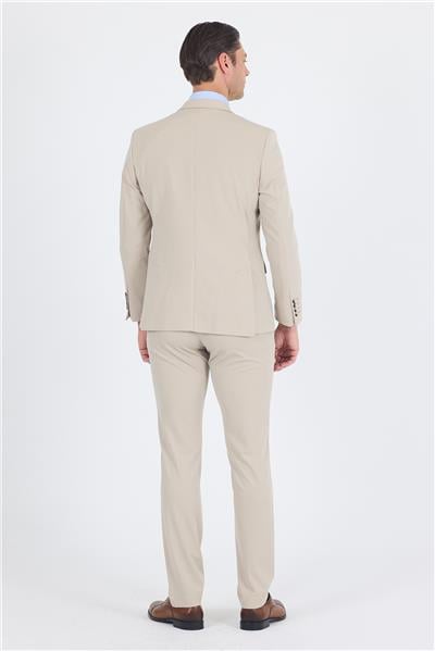 Bej Kırlangıç Yaka Kelebek Astar 6 Drop Slim Fit   Beli Lastikli Takım Elbise 1001250176