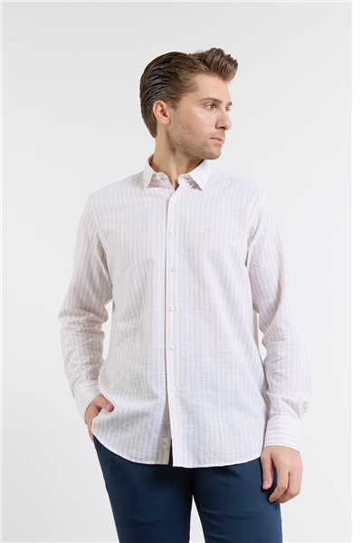Kısalabilir kol Cepsiz Pamuk Casual Comfort Fit Gömlek 1004250128