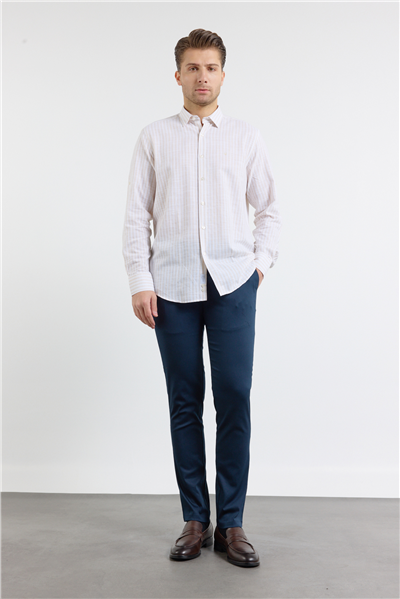 Kısalabilir kol Cepsiz Pamuk Casual Comfort Fit Gömlek 1004250128