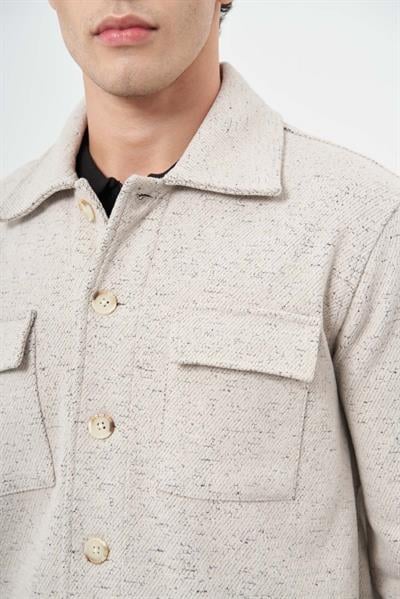 Bej Örme Polo Yaka Jakarlı Desen Yırtmaçsız Astarsız Slim Fit Classic Mont 1007245160