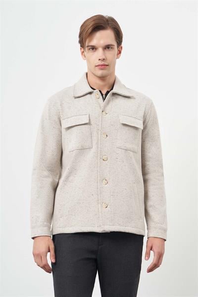 Bej Örme Polo Yaka Jakarlı Desen Yırtmaçsız Astarsız Slim Fit Classic Mont 1007245160