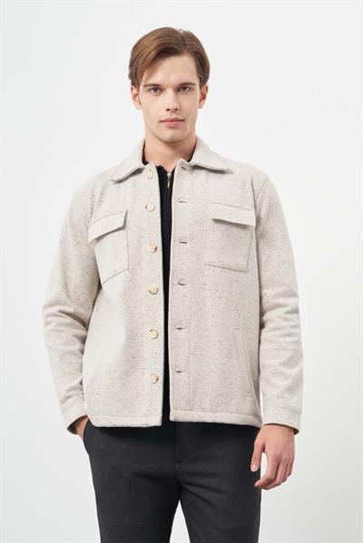 Bej Örme Polo Yaka Jakarlı Desen Yırtmaçsız Astarsız Slim Fit Classic Mont 1007245160