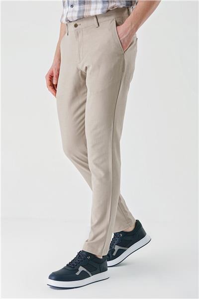 Bej Esnek Yandan Cepli Casual Comfort Fit Chino Pantolon 1003240158