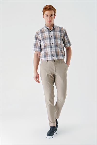 Bej Esnek Yandan Cepli Casual Comfort Fit Chino Pantolon 1003240158