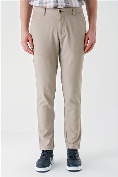 Bej Esnek Yandan Cepli Casual Comfort Fit Chino Pantolon 1003240158