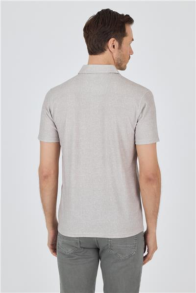 Bej Polo Yaka Kısa Kol Cepsiz Slim Fit Classic Tişört 1011250176