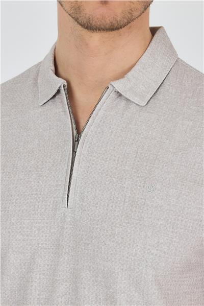 Bej Polo Yaka Kısa Kol Cepsiz Slim Fit Classic Tişört 1011250176