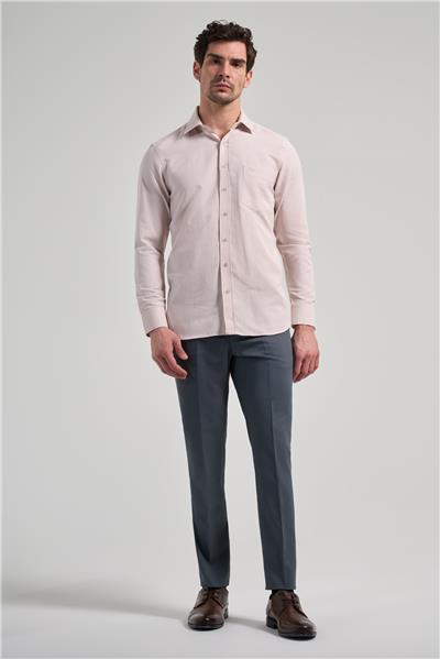 Sert Yaka Düz Classic Pamuklu Comfort Fit Gömlek 1004250213