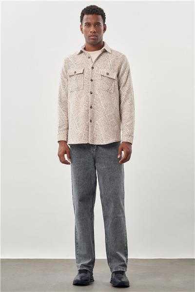 Uzun Kol Kendinden Gabardin Kapaklı Cep Pamuklu Classic Comfort Fit Gömlek 1004245167
