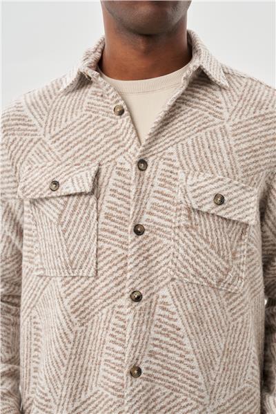 Uzun Kol Kendinden Gabardin Kapaklı Cep Pamuklu Classic Comfort Fit Gömlek 1004245167