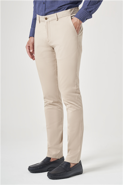 Bej Yan Cep Slim Fit Casual Pamuklu Chino Pantolon 1003260178