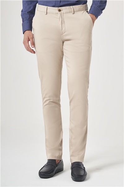 Bej Yan Cep Slim Fit Casual Pamuklu Chino Pantolon 1003260178