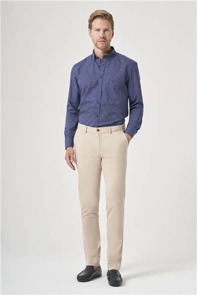 Bej Yan Cep Slim Fit Casual Pamuklu Chino Pantolon 1003260178