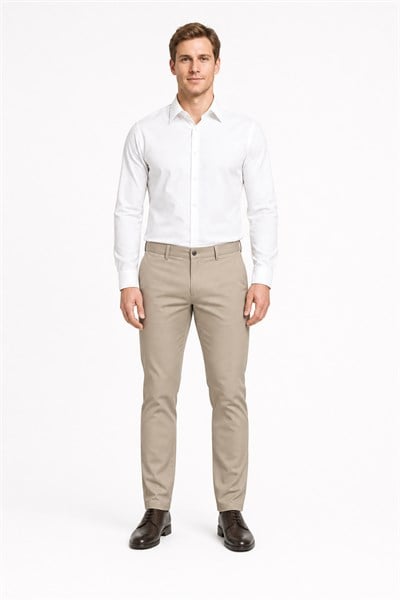 Bej Yan Cep Slim Fit Pamuklu Chino Pantolon 1003260168