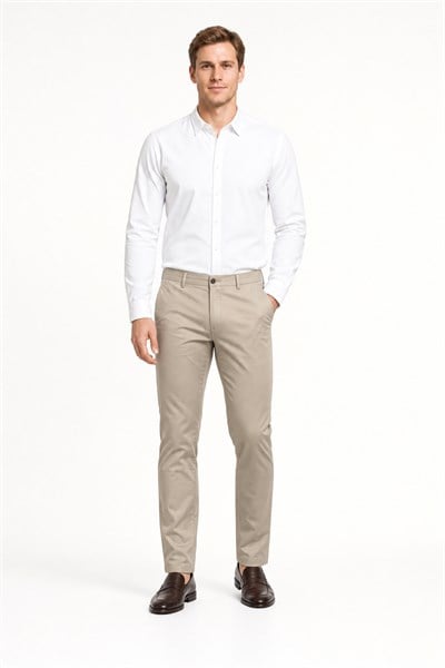 Bej Yan Cep Slim Fit Pamuklu Chino Pantolon 1003260168