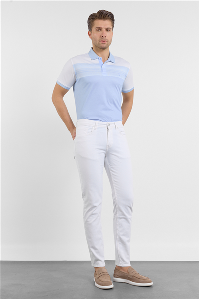 Beyaz 5 Cep Düz Paça Gabardin Slim Fit Pamuklu Pantolon 1003260318