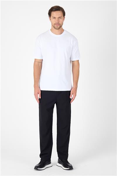 Beyaz Bisiklet Yaka Kısa Kol Slim Fit Pamuklu Tişört 1011250191