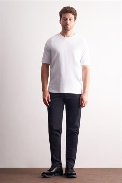 Beyaz Bisiklet Yaka Kısa Kol Slim Fit Pamuklu Basic Tişört 1011255106