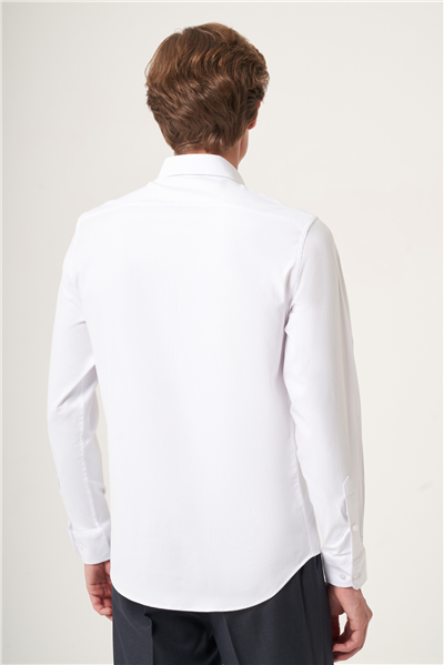 Beyaz Düğmeli Yaka Oxford Slim Fit Pamuklu Gömlek 1004265125