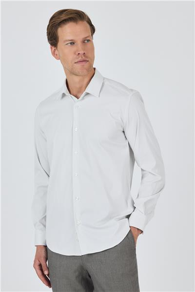 Sert Yaka Cepsiz Gabardin Uzun Kol Slim Fit Esnek Gömlek 1004250231