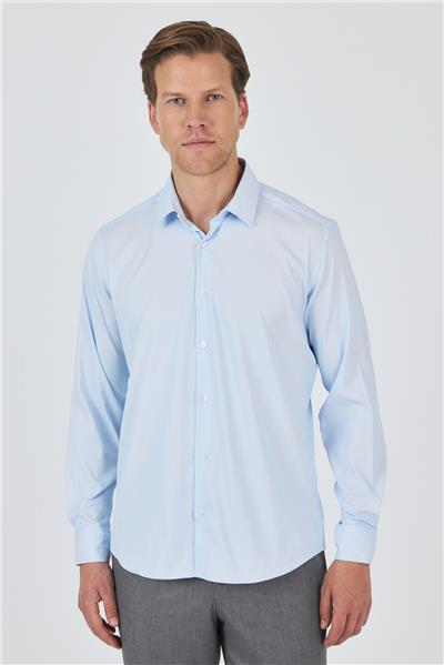 Sert Yaka Cepsiz Gabardin Uzun Kol Slim Fit Esnek Gömlek 1004250229