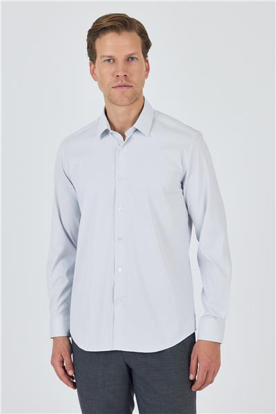 Sert Yaka Cepsiz Gabardin Uzun Kol Slim Fit Esnek Gömlek 1004250231
