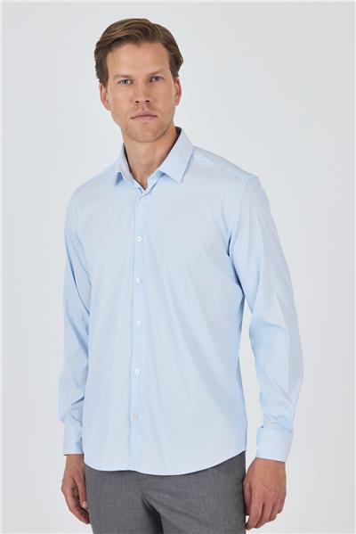 Sert Yaka Cepsiz Gabardin Uzun Kol Slim Fit Esnek Gömlek 1004250229