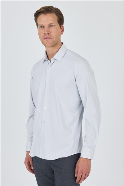 Sert Yaka Cepsiz Gabardin Uzun Kol Slim Fit Esnek Gömlek 1004250231