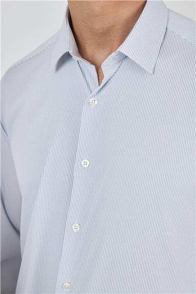 Sert Yaka Cepsiz Gabardin Uzun Kol Slim Fit Esnek Gömlek 1004250231