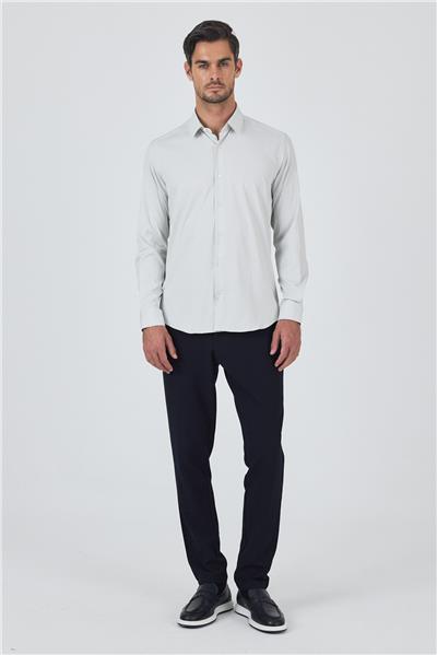 Sert Yaka Cepsiz Gabardin Uzun Kol Slim Fit Esnek Gömlek 1004250229